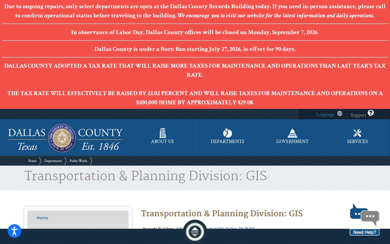 Dallas ZIP code directory County Public Works GIS routing page