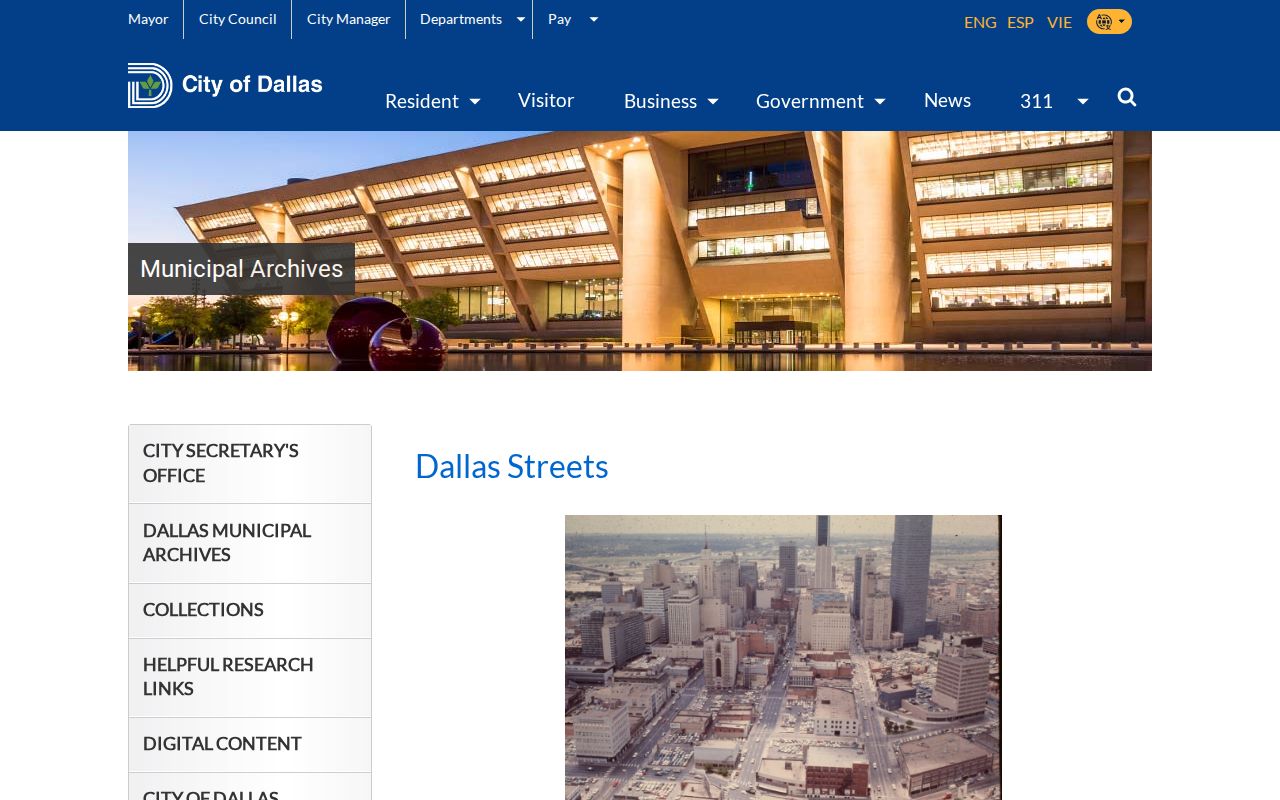 Dallas street directory Municipal Archives street-history research